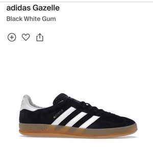 NWT Adidas Gazelle Black White Gum Size 6.5